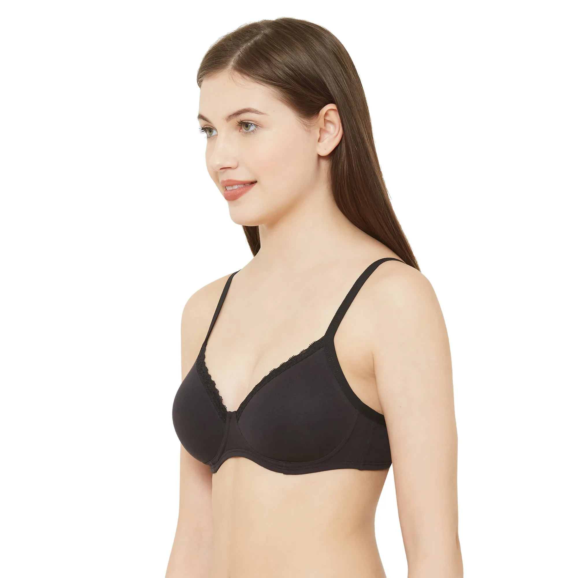 6403-Soft Padded Solid T-shirt Bra Black