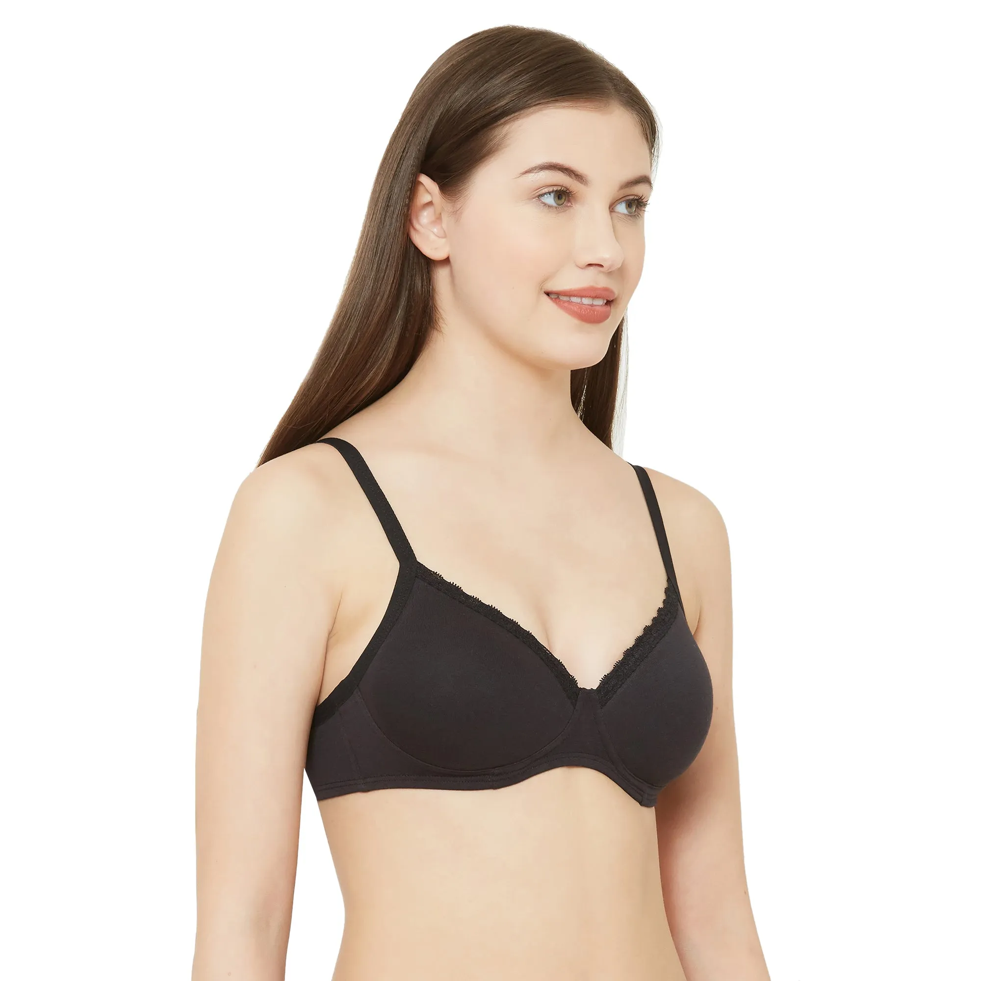6403-Soft Padded Solid T-shirt Bra Black