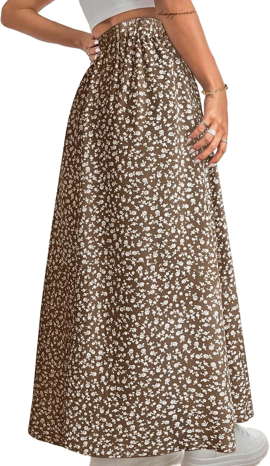 Avanova Women Boho Floral Slit Maxi Skirt Split Thigh High Waisted Long Sexy Skirt