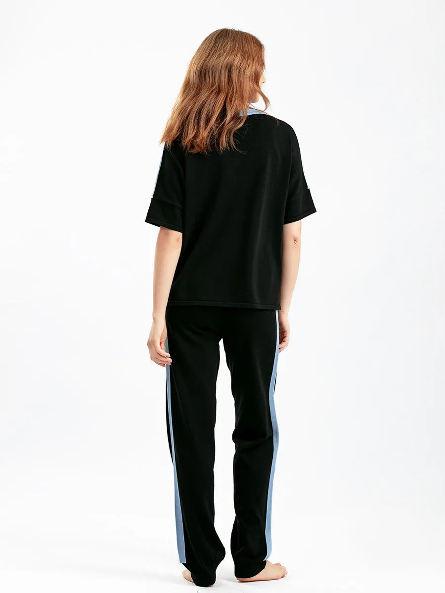 Blue Viscose Short Sleeved Pajama Set