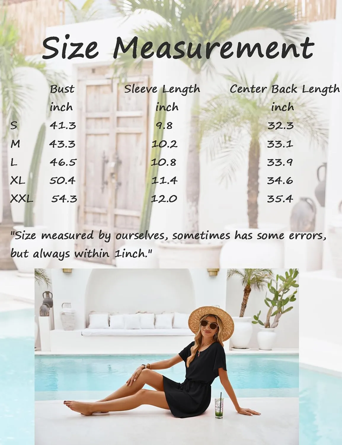 Bluetime Women Casual Summer Swimsuit Coverup Bikini Beachwear Coverups Flowy Short Sleeve Beach Dress