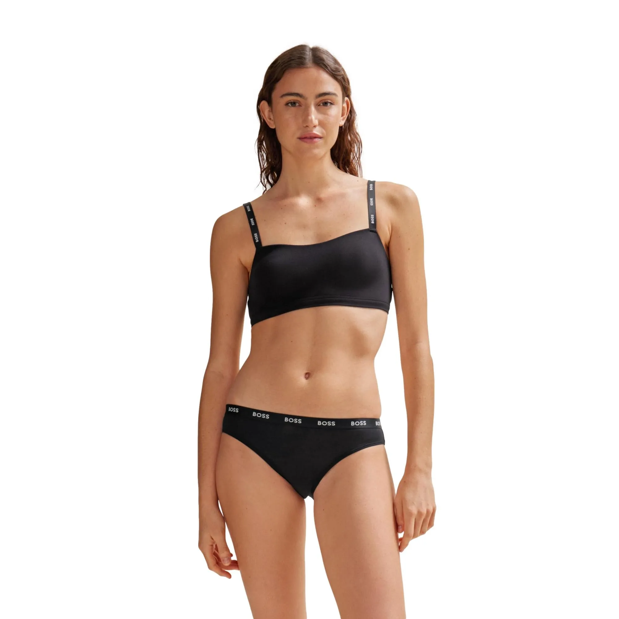 BOSS Womens Stretch Jersey Logo Waistband Brief - Black