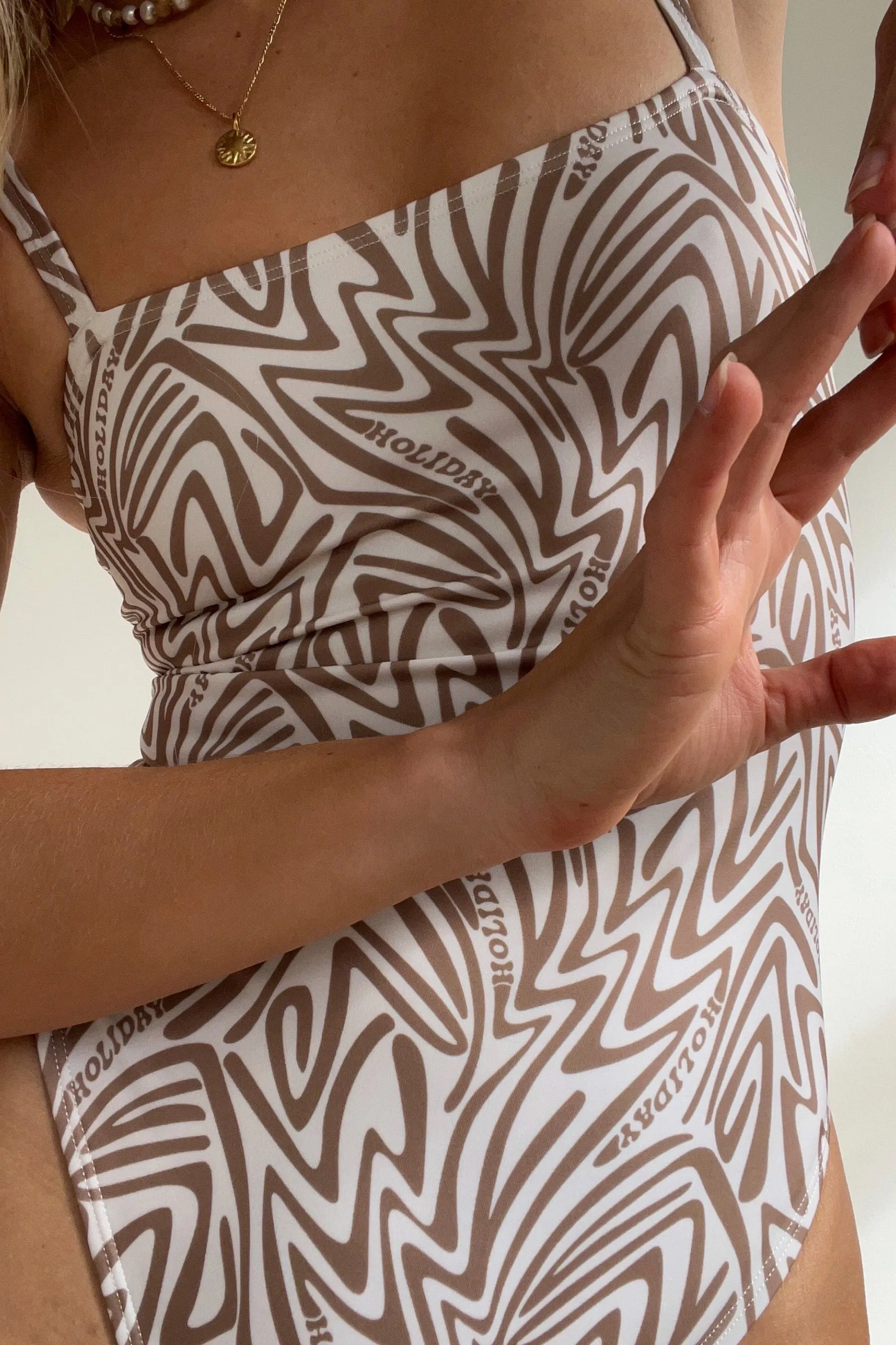 Brown Boogie Wave Vacation One Piece