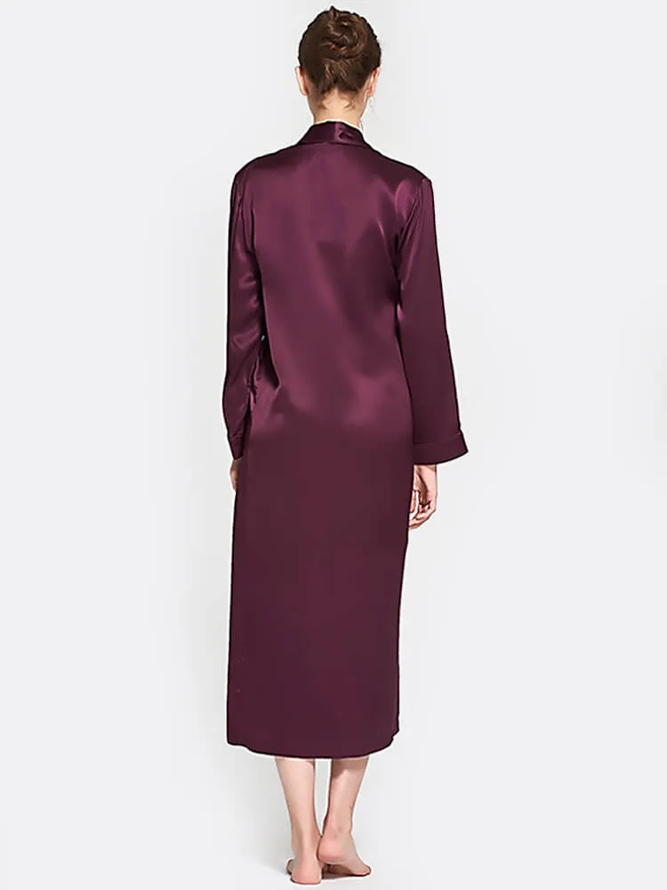 Classic Long Silk Chemise Two piece  Nightgown and Robe Set
