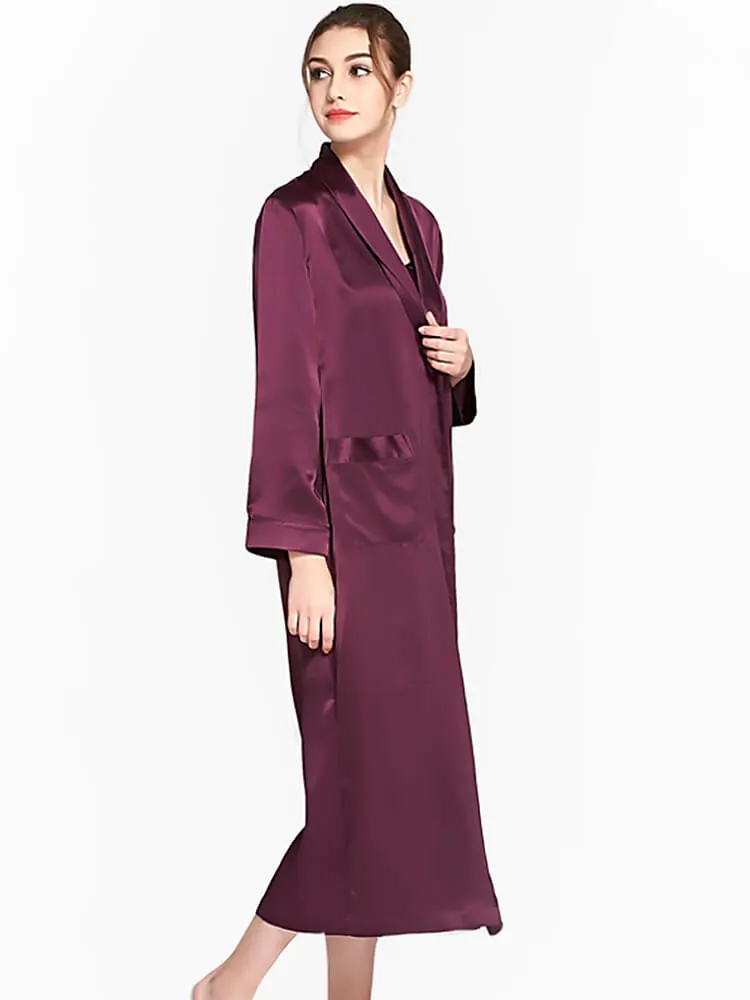 Classic Long Silk Chemise Two piece  Nightgown and Robe Set