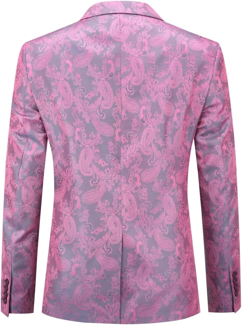 Cloudstyle Mens 2 Piece Paisley Dress Suit One Button Party Wedding Blazer Pants Sets