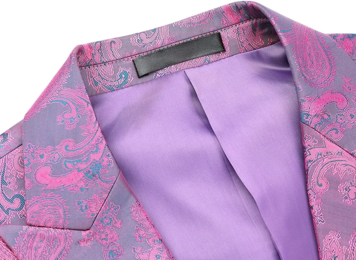 Cloudstyle Mens 2 Piece Paisley Dress Suit One Button Party Wedding Blazer Pants Sets