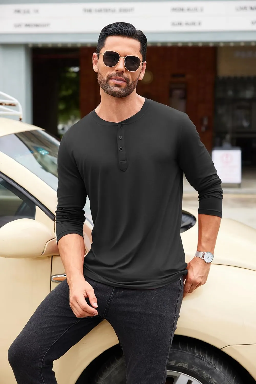 COOFANDY Men's Henley Shirts Long Sleeve Fashion Casual Tee Basic Lightweight T-Shirt