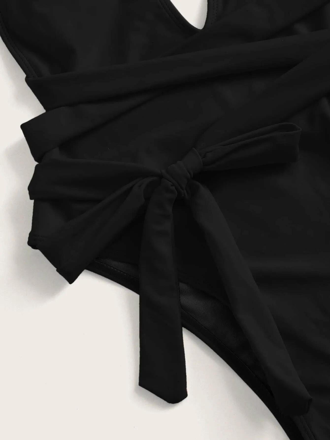 Cross My Heart Halter Neck Deep V Tied One-Piece Swimsuit