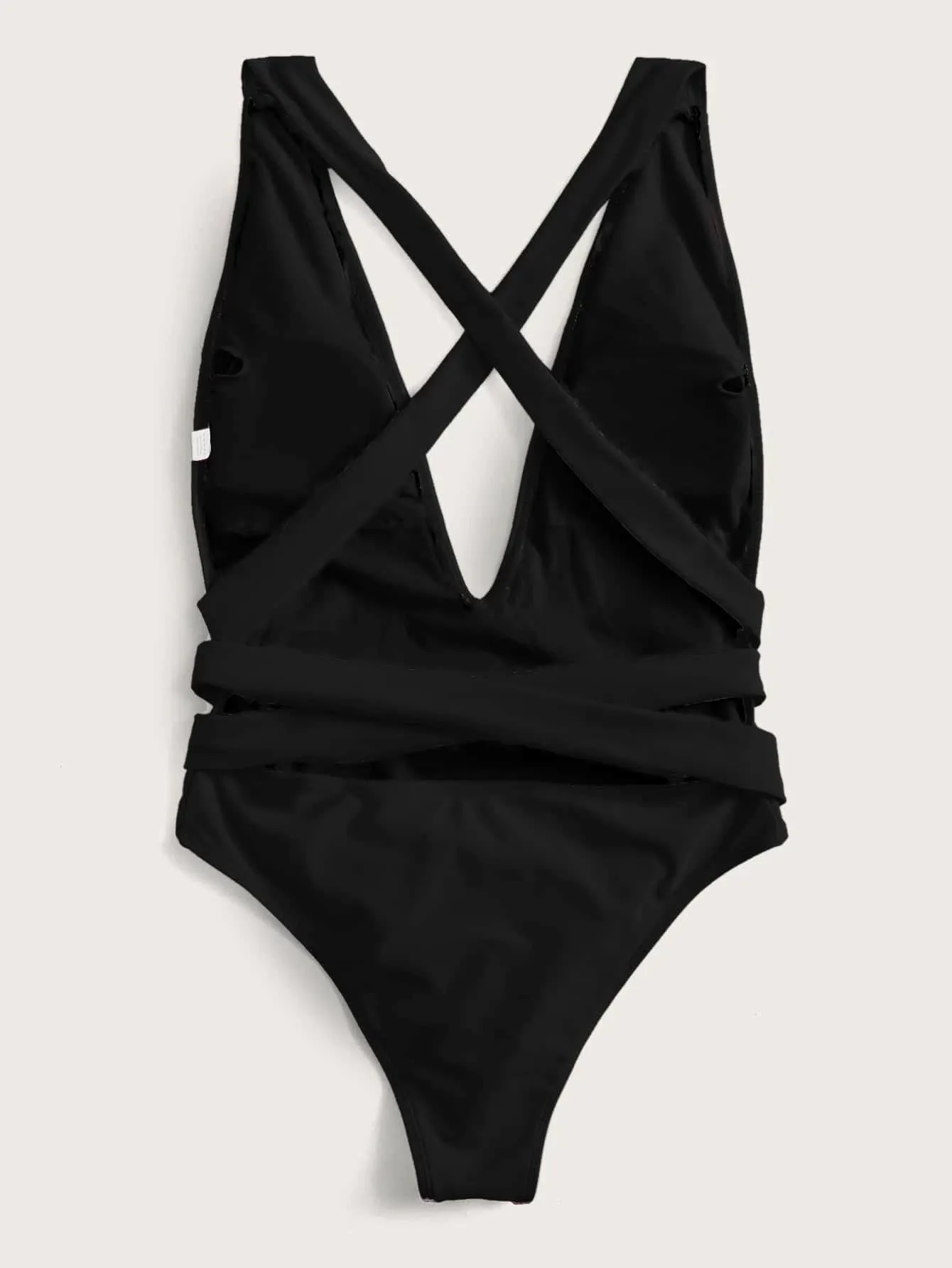 Cross My Heart Halter Neck Deep V Tied One-Piece Swimsuit