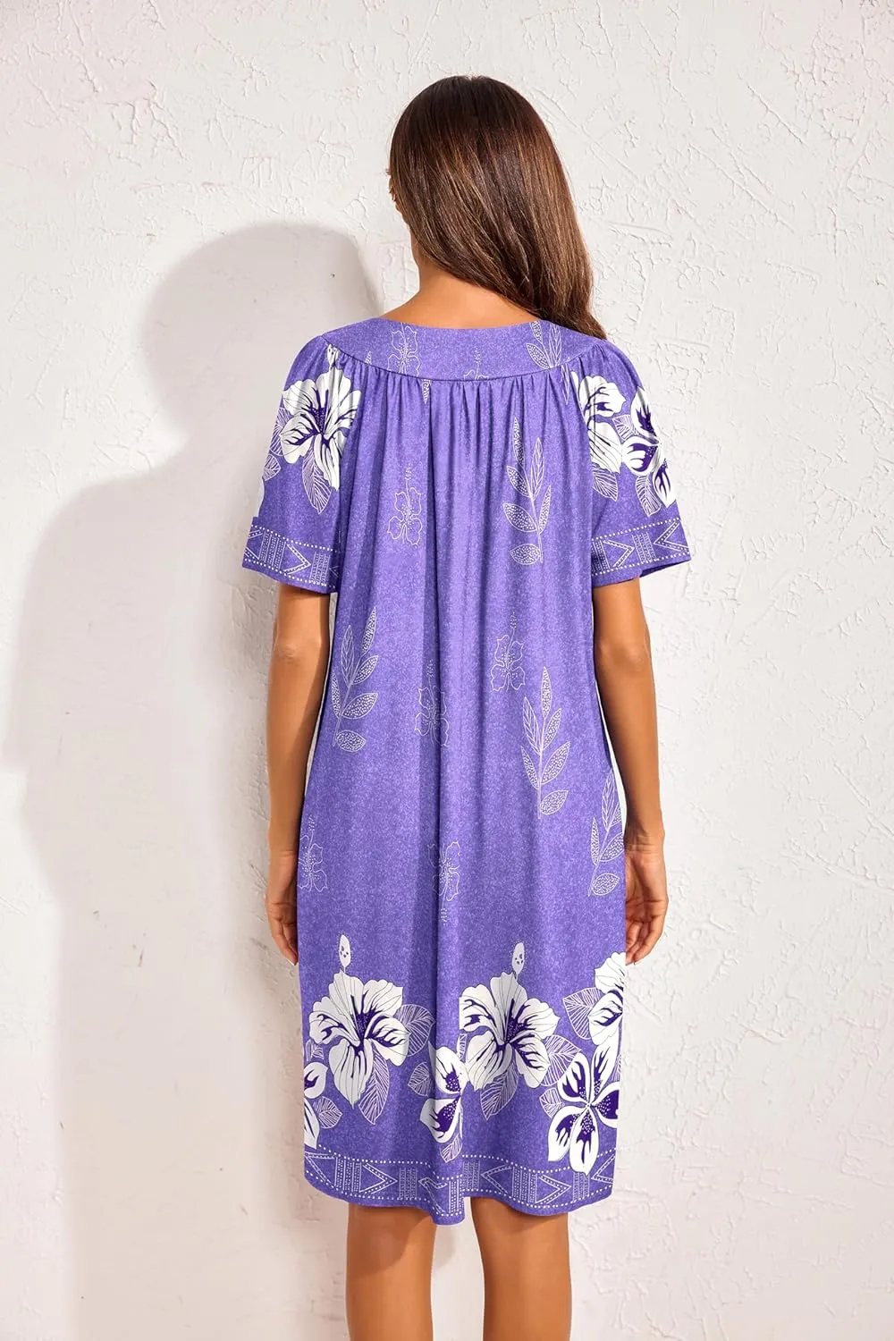 Ekouaer Womens House Dress Floral Print Nightgown with Pockets Mumu Dress