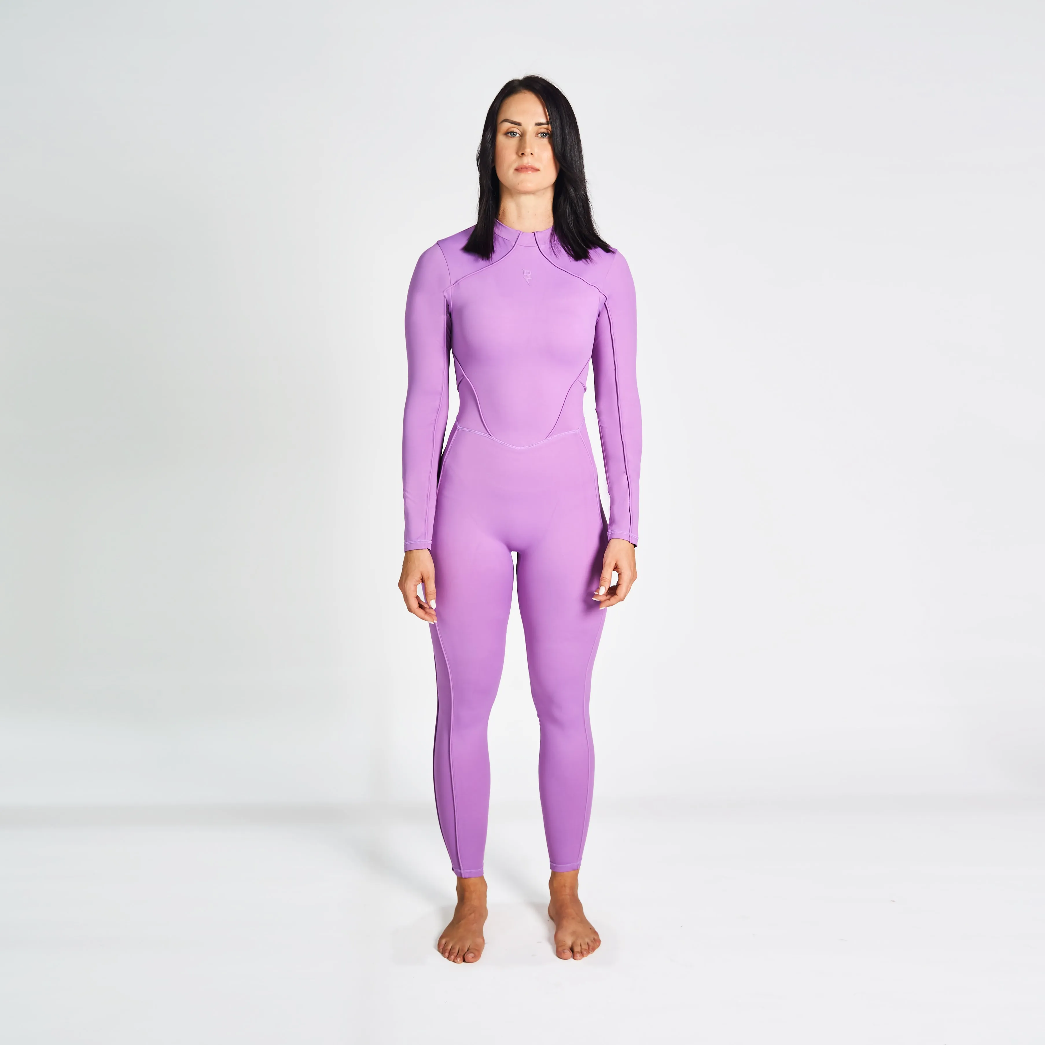 Full Body Swimsuit With Waist Scarf - Lavender