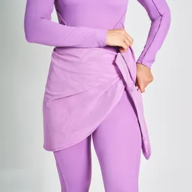 Full Body Swimsuit With Waist Scarf - Lavender