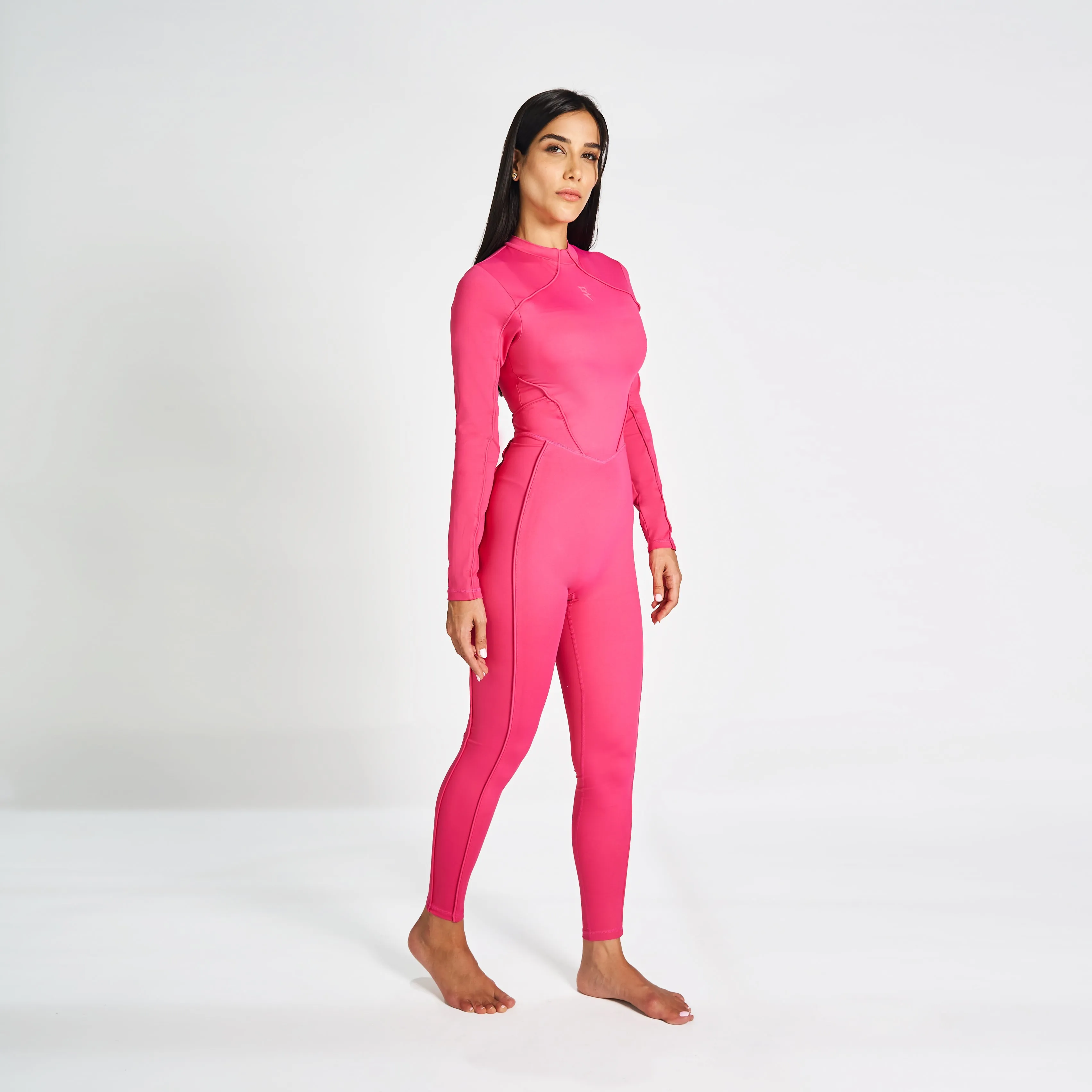 Full Body Swimsuit With Waist Scarf - Magenta