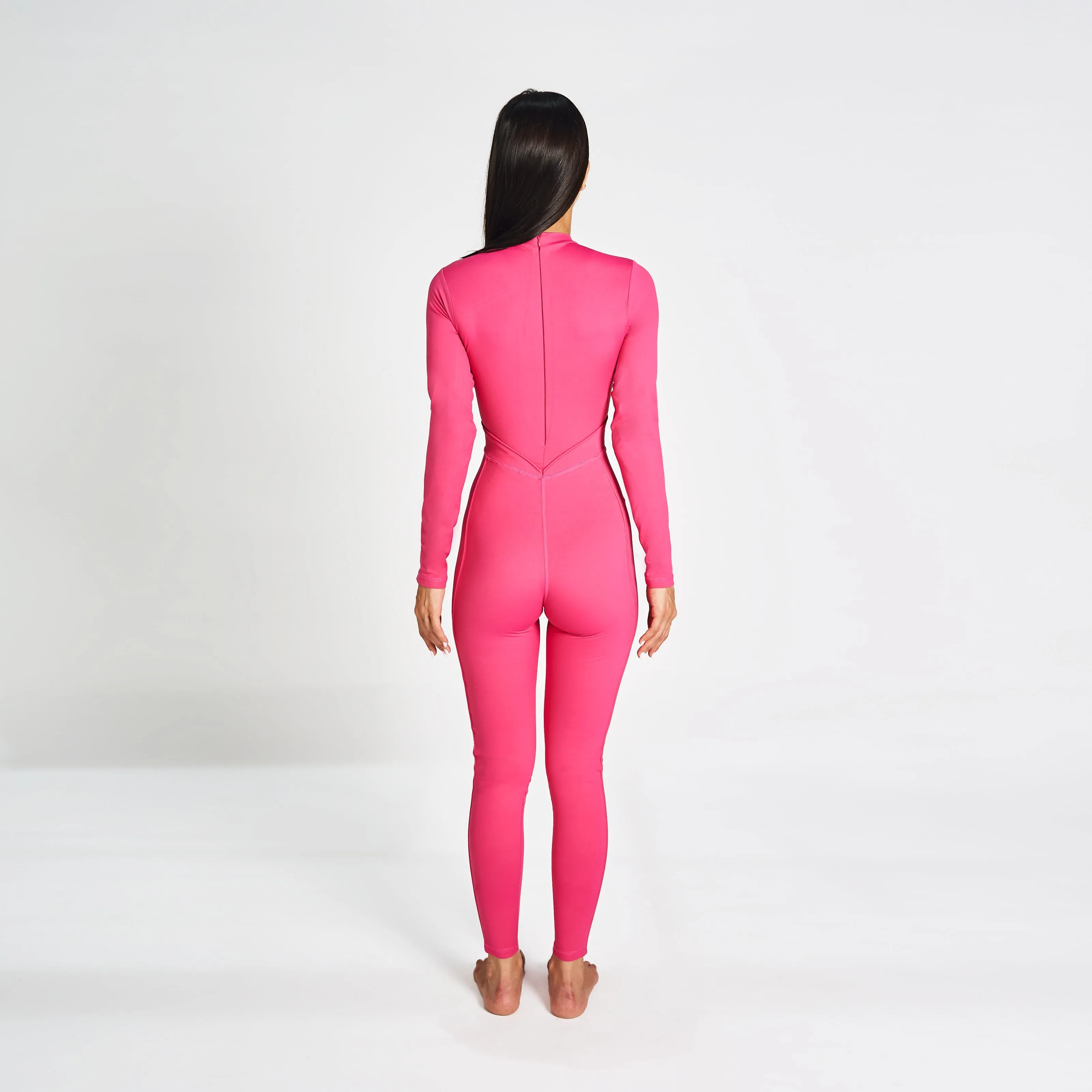 Full Body Swimsuit With Waist Scarf - Magenta