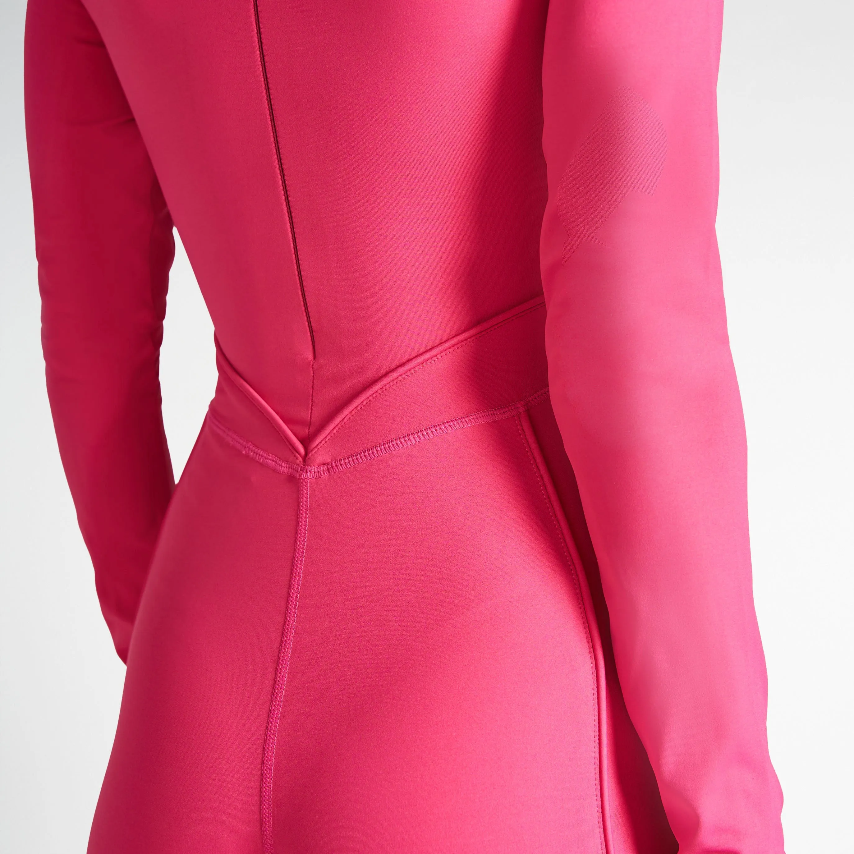 Full Body Swimsuit With Waist Scarf - Magenta