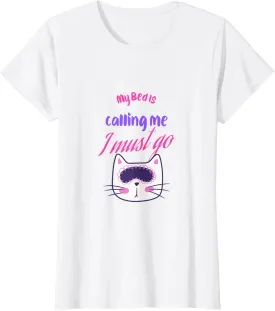Funny Sleepy Cat Bed Calling Sleeping Kitten Lover Eye Mask T-Shirt