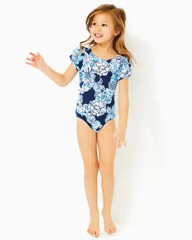Girls Waterfall One-Piece Swimsuit Upf 50 Plus