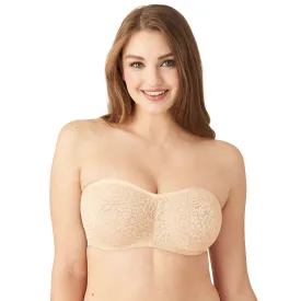 Halo Lace Non Padded Wired Half Cup Bridal Wear Plus Size Strapless Lace Bra - Beige