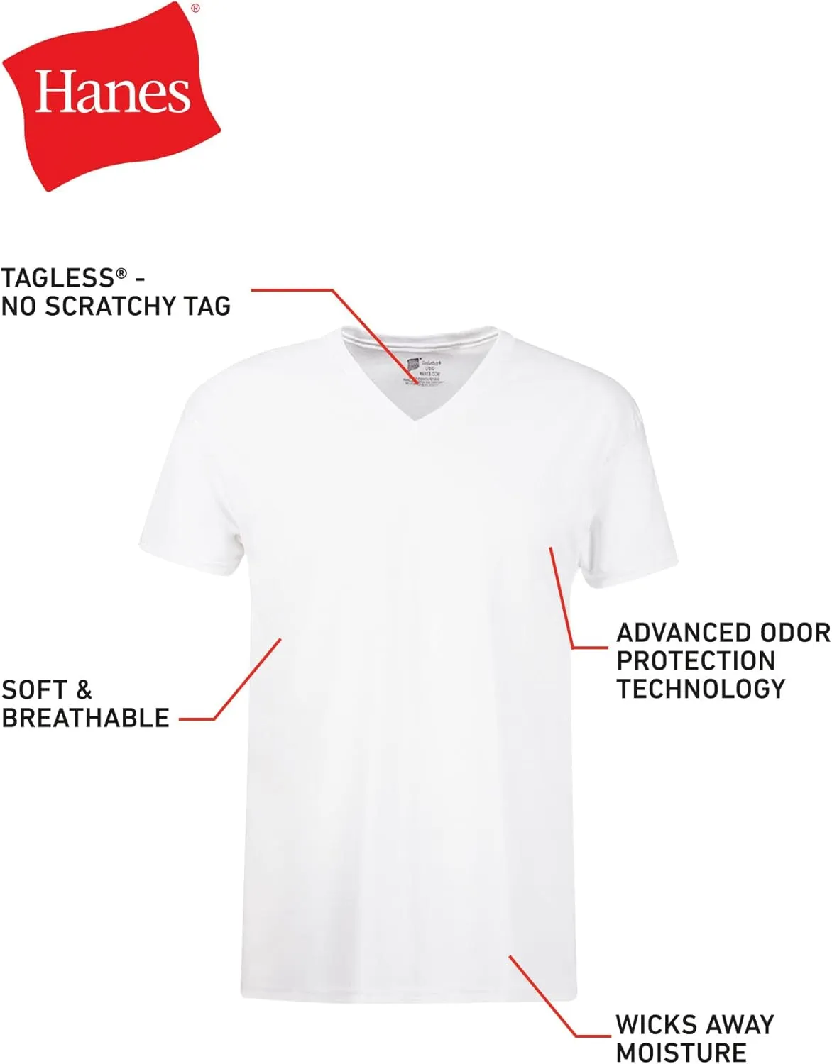 Hanes Ultimate Men's 6-Pack Best V-Neck T-Shirt