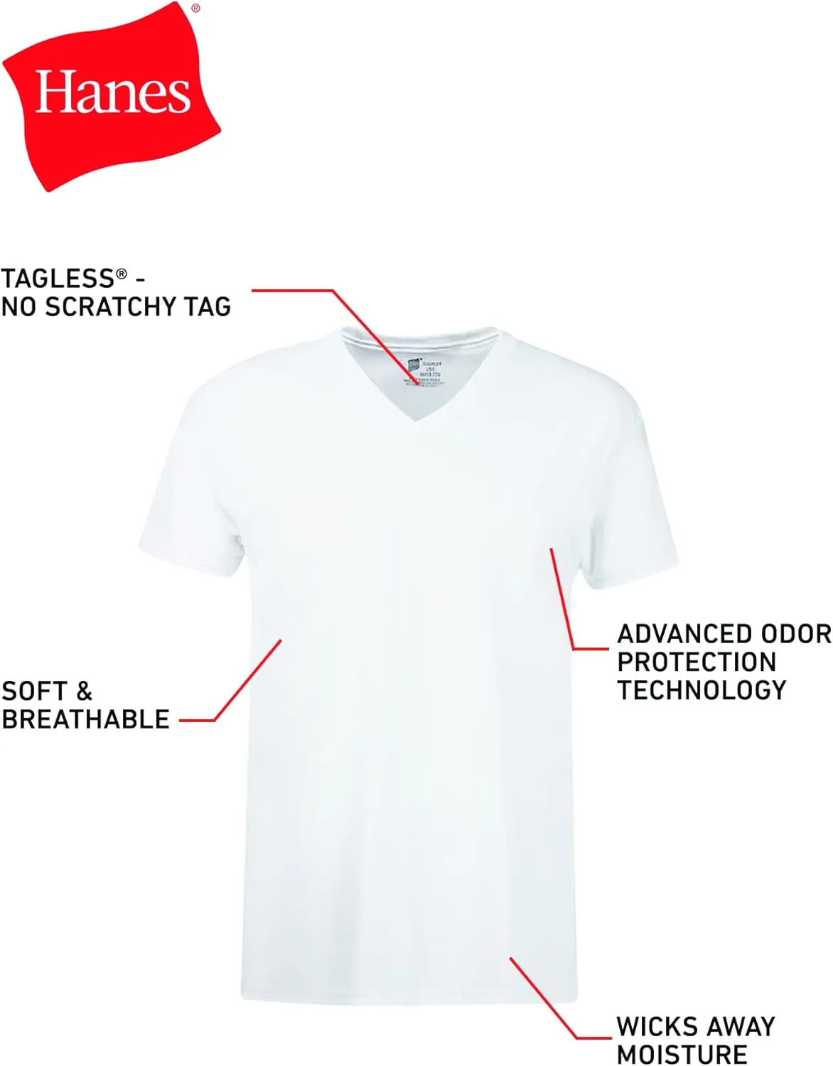 Hanes Ultimate Men's 6-Pack Best V-Neck T-Shirt