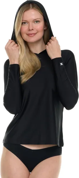 Hurley Rash Guard for Women with Hood, Long Sleeve Hoodie Swim Shirts for Women, Quick Dry UPF 50  SPF Sun & UV Protection