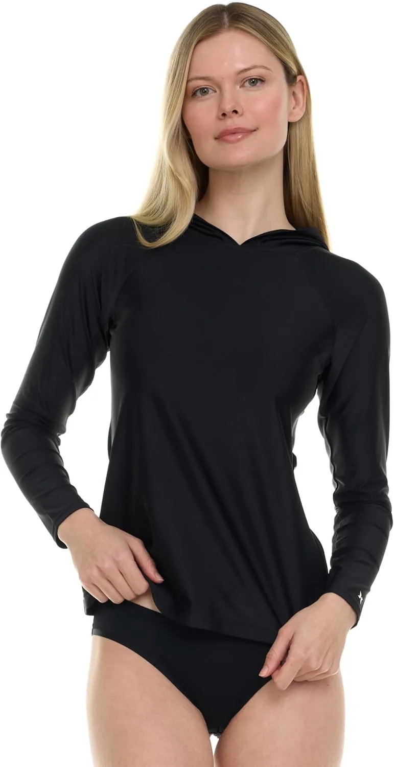 Hurley Rash Guard for Women with Hood, Long Sleeve Hoodie Swim Shirts for Women, Quick Dry UPF 50  SPF Sun & UV Protection