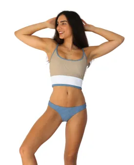 Jessie Hybrid Top - Stormy/Sand Colorblock