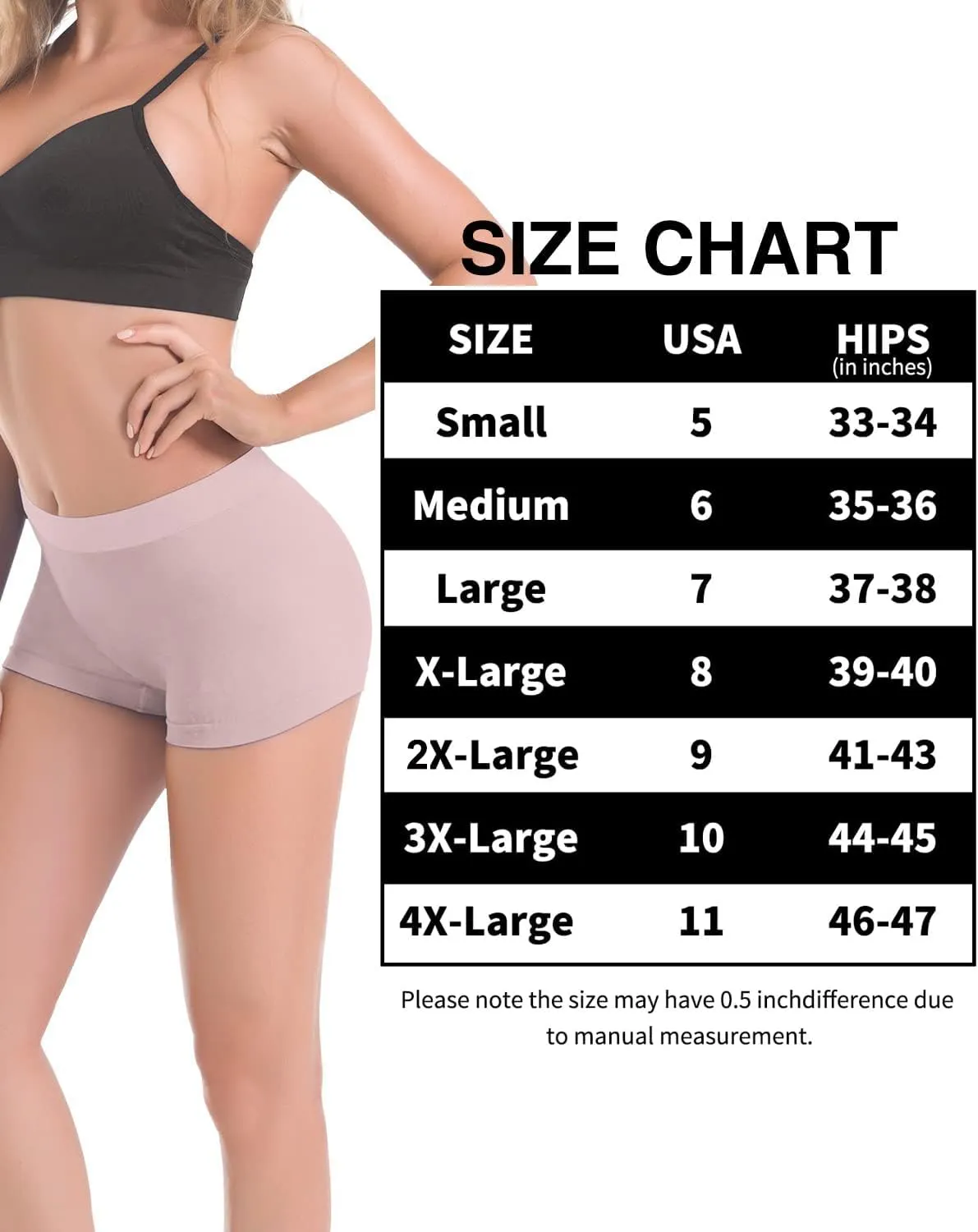 LALESTE Women's Boyshort Underwear Full Coverage Seamless Panties Soft Stretch Boxer Briefs 5 Packs
