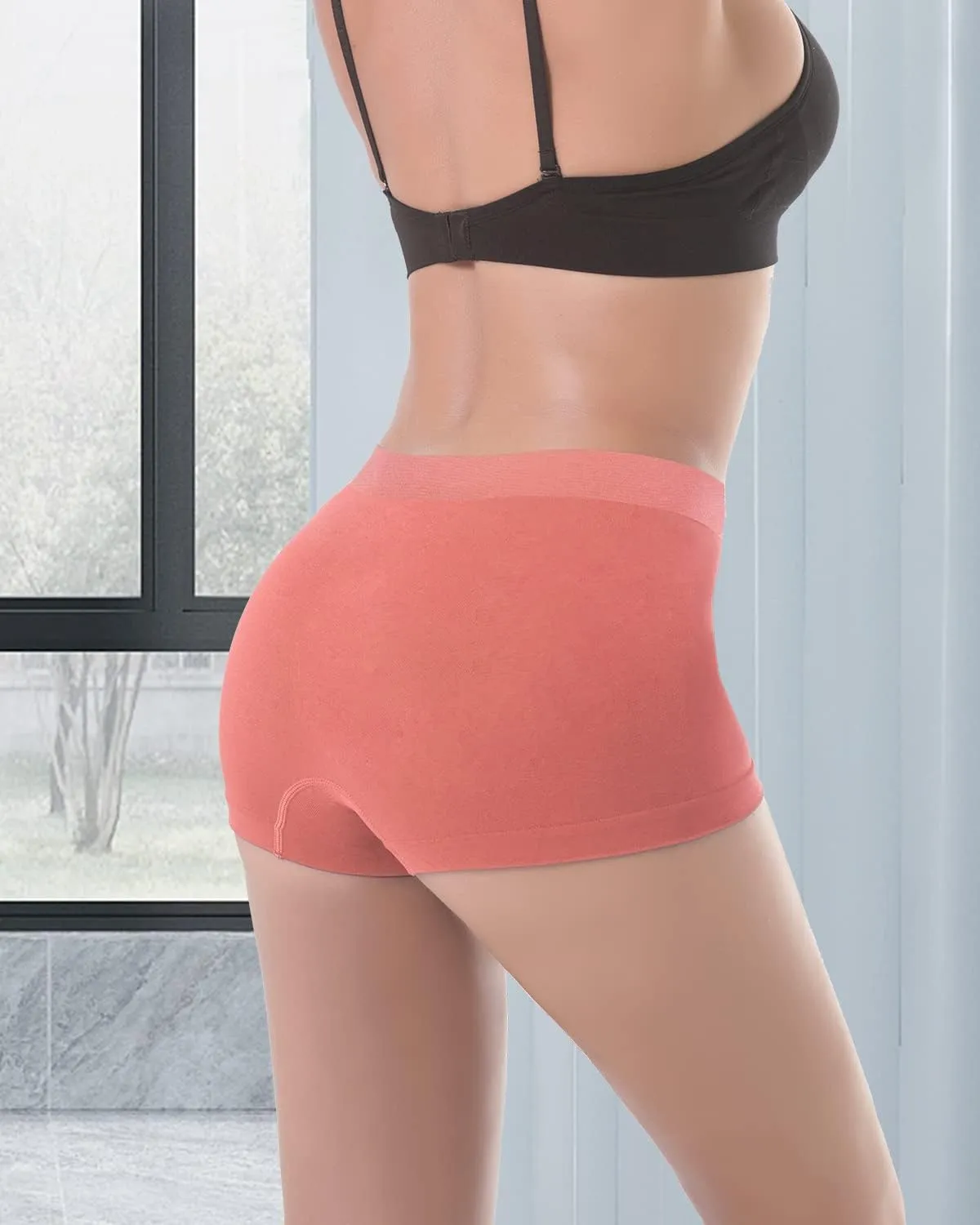 LALESTE Women's Boyshort Underwear Full Coverage Seamless Panties Soft Stretch Boxer Briefs 5 Packs