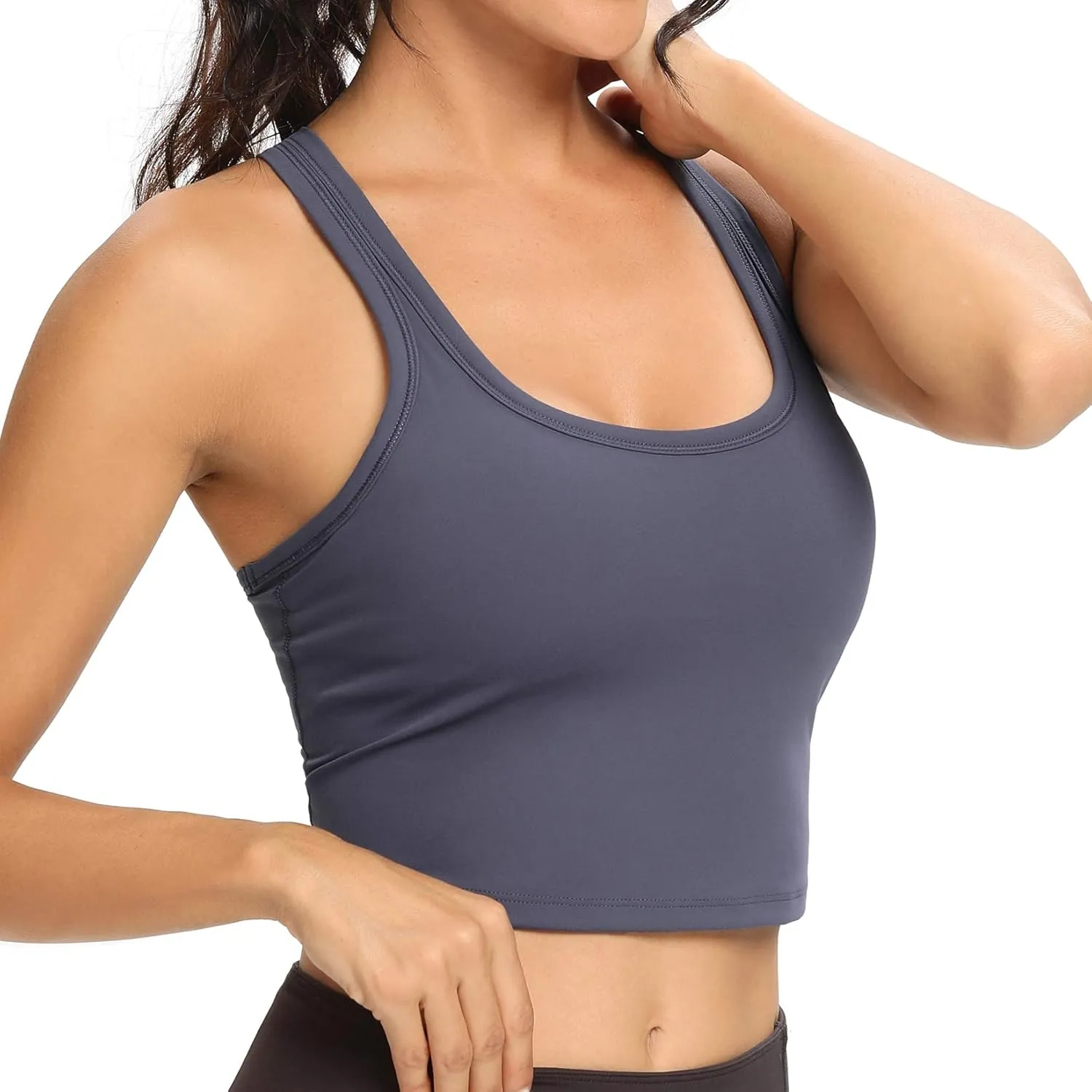 Lemedy Women Racerback Sports Bra Removable Padded Workout Yoga Crop Tank Top
