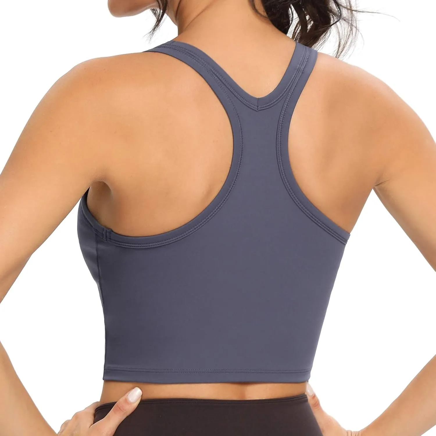 Lemedy Women Racerback Sports Bra Removable Padded Workout Yoga Crop Tank Top