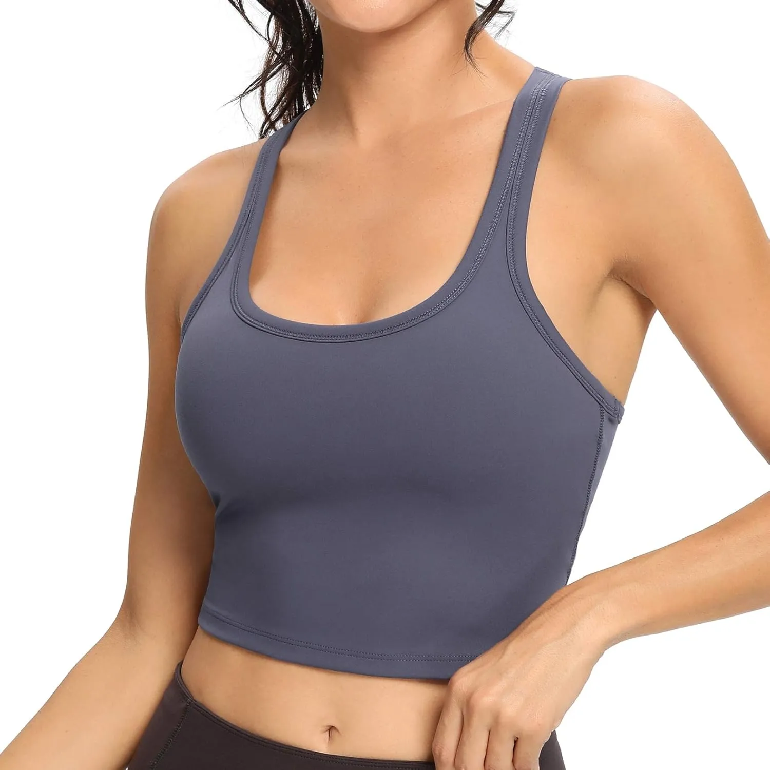Lemedy Women Racerback Sports Bra Removable Padded Workout Yoga Crop Tank Top