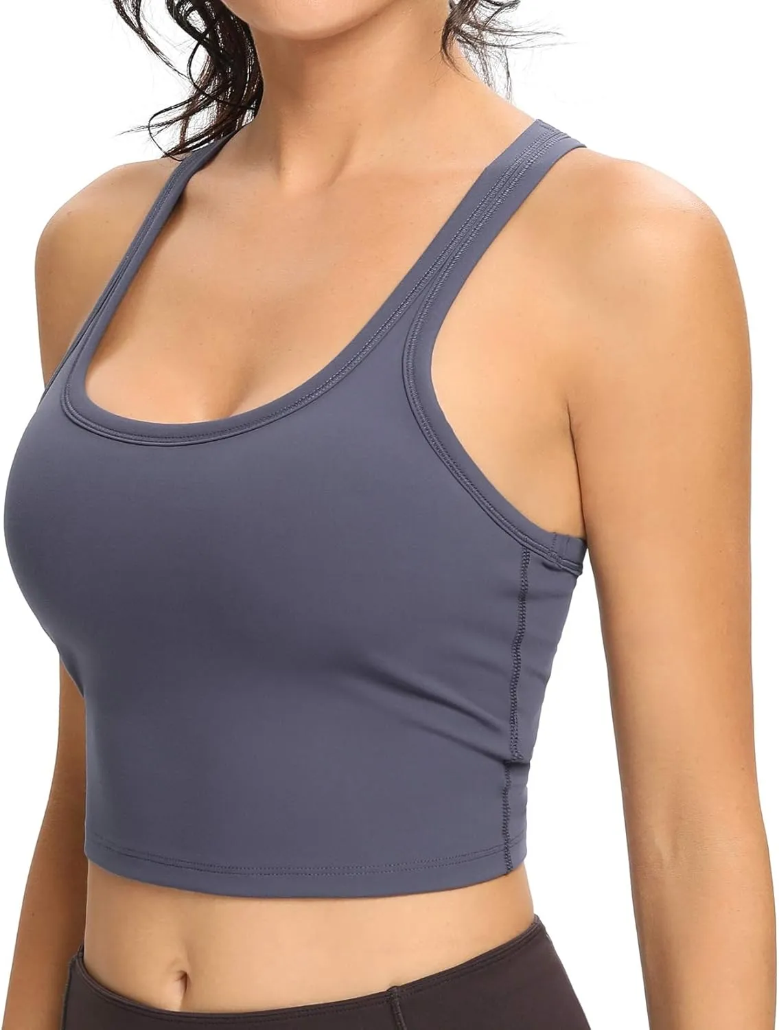 Lemedy Women Racerback Sports Bra Removable Padded Workout Yoga Crop Tank Top