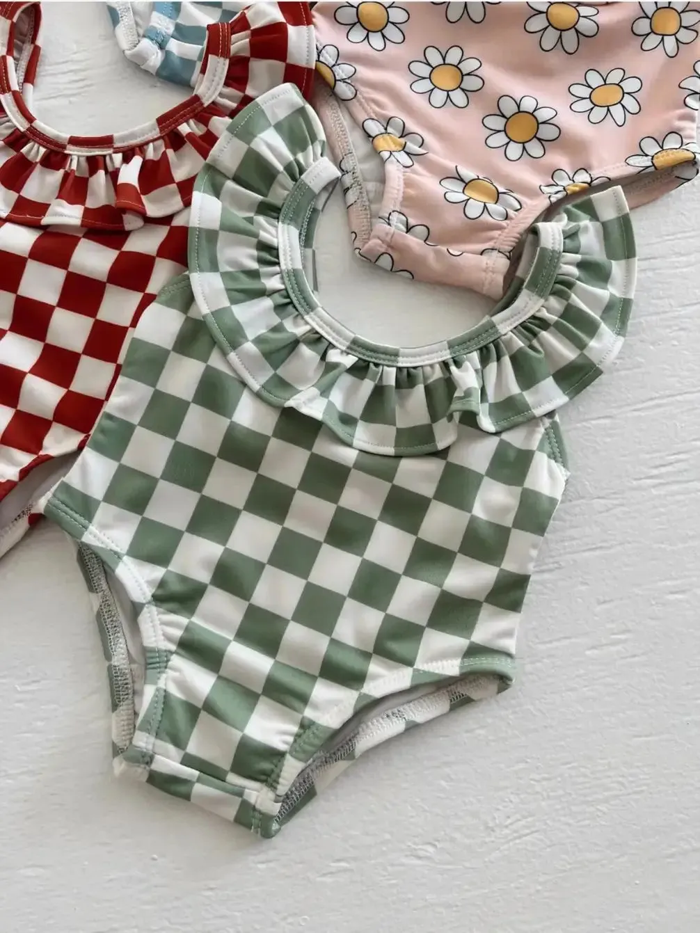 Lime Checkerboard / Isla Swimsuit / UPF 50 