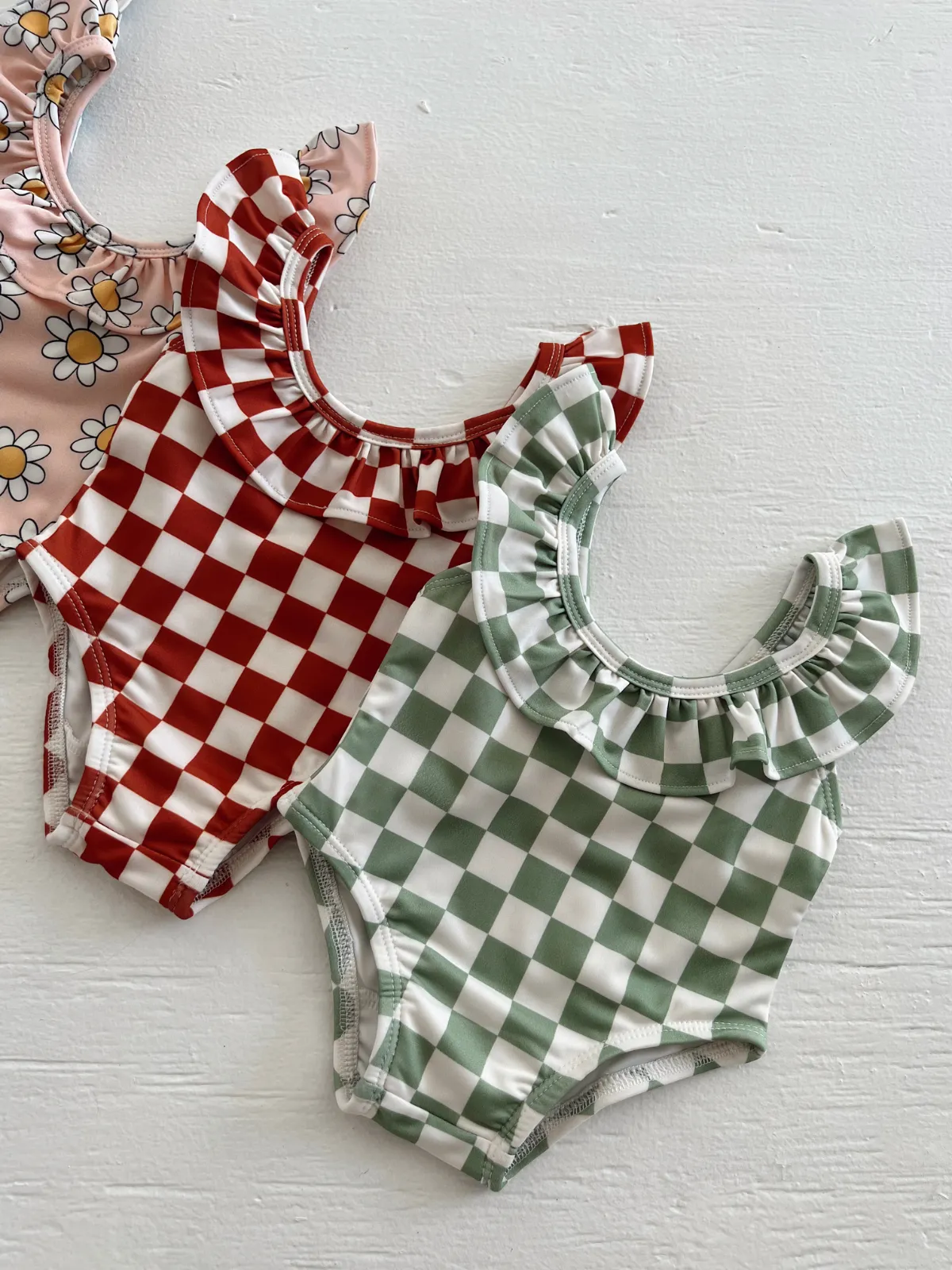 Lime Checkerboard / Isla Swimsuit / UPF 50 