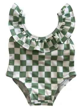 Lime Checkerboard / Isla Swimsuit / UPF 50 