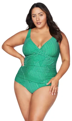 Linear Perspective Green Delacroix One Piece, Multifit D Cup to G Cup