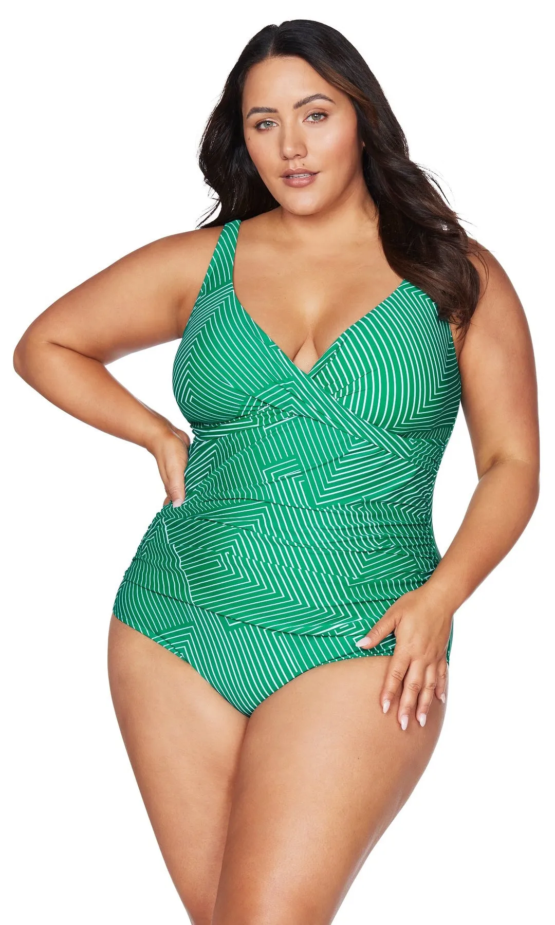 Linear Perspective Green Delacroix One Piece, Multifit D Cup to G Cup