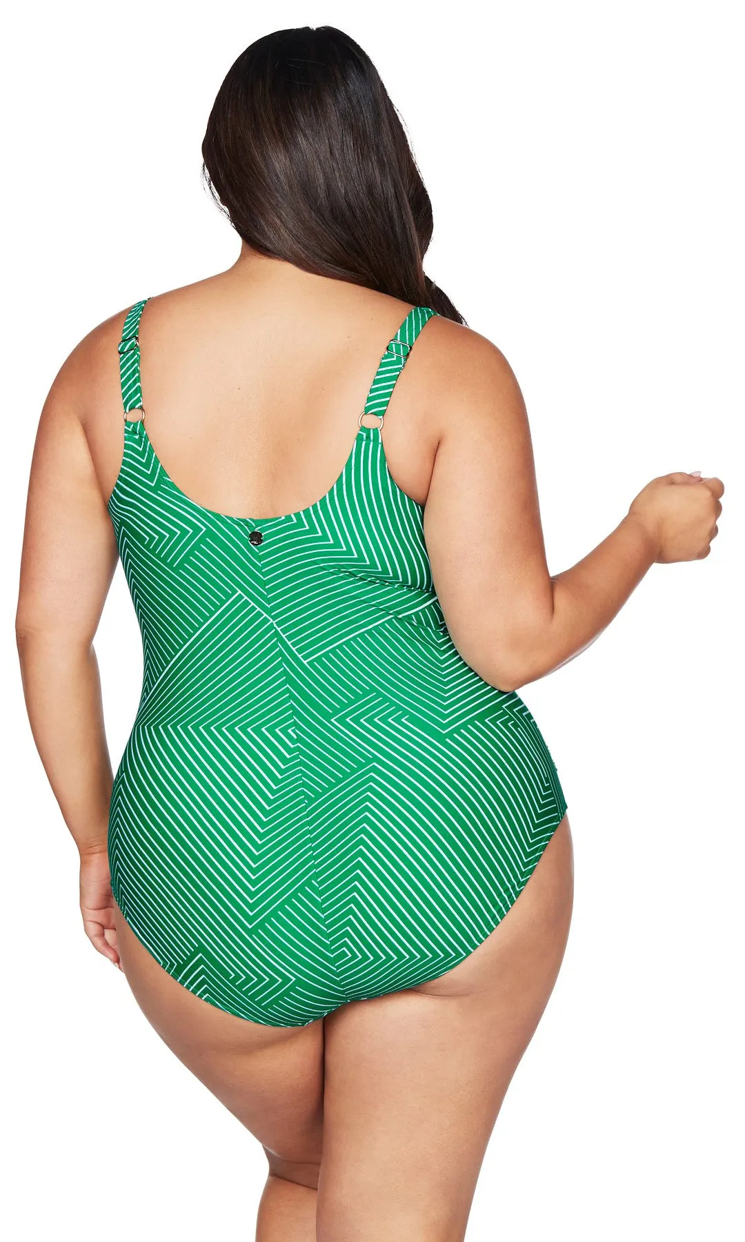 Linear Perspective Green Delacroix One Piece, Multifit D Cup to G Cup