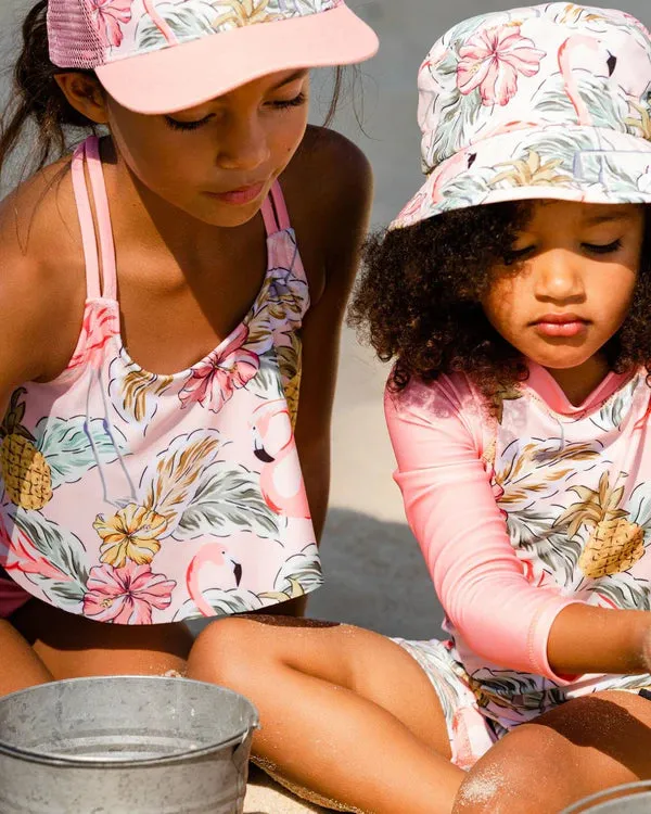 Long Sleeve One Piece Rashguard - Flamingos