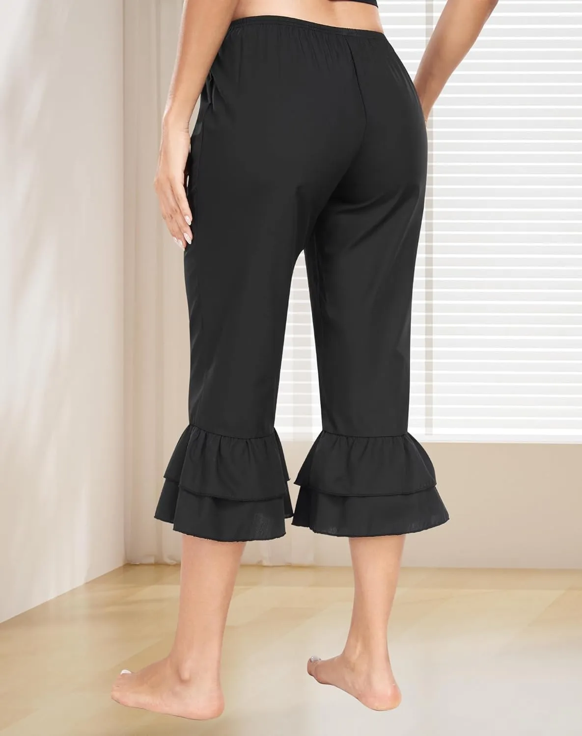 MANCYFIT Pettipants for Women Under Dress Victorian Pantaloons Ruffle Hem Bloomers Culotte Underpants