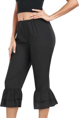 MANCYFIT Pettipants for Women Under Dress Victorian Pantaloons Ruffle Hem Bloomers Culotte Underpants