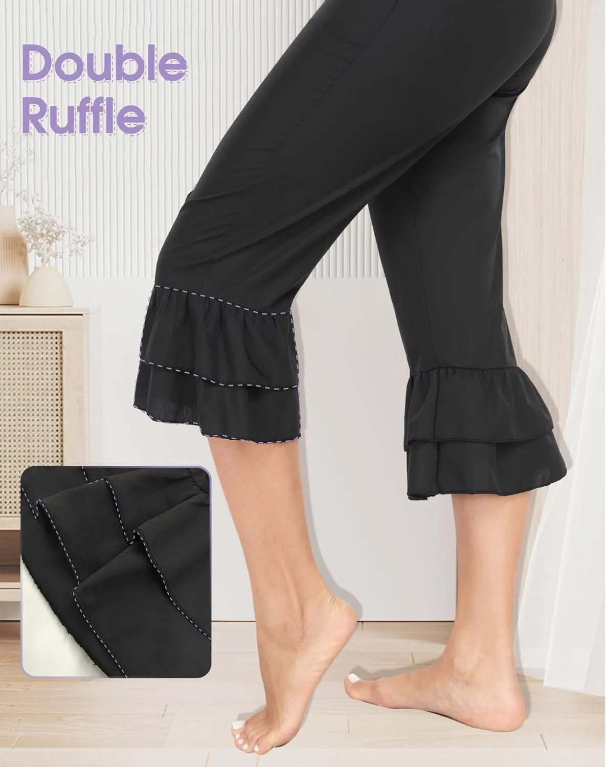 MANCYFIT Pettipants for Women Under Dress Victorian Pantaloons Ruffle Hem Bloomers Culotte Underpants
