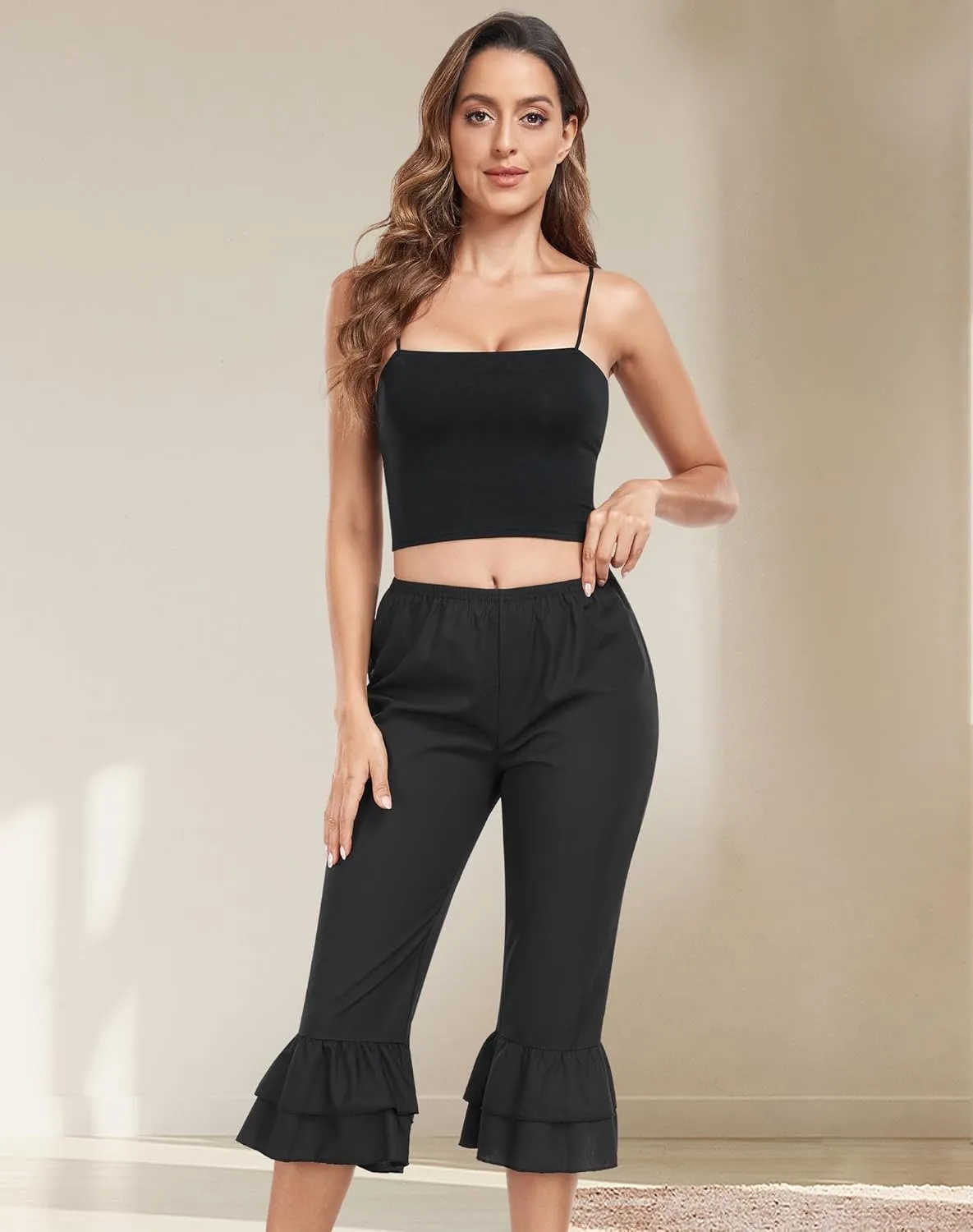 MANCYFIT Pettipants for Women Under Dress Victorian Pantaloons Ruffle Hem Bloomers Culotte Underpants