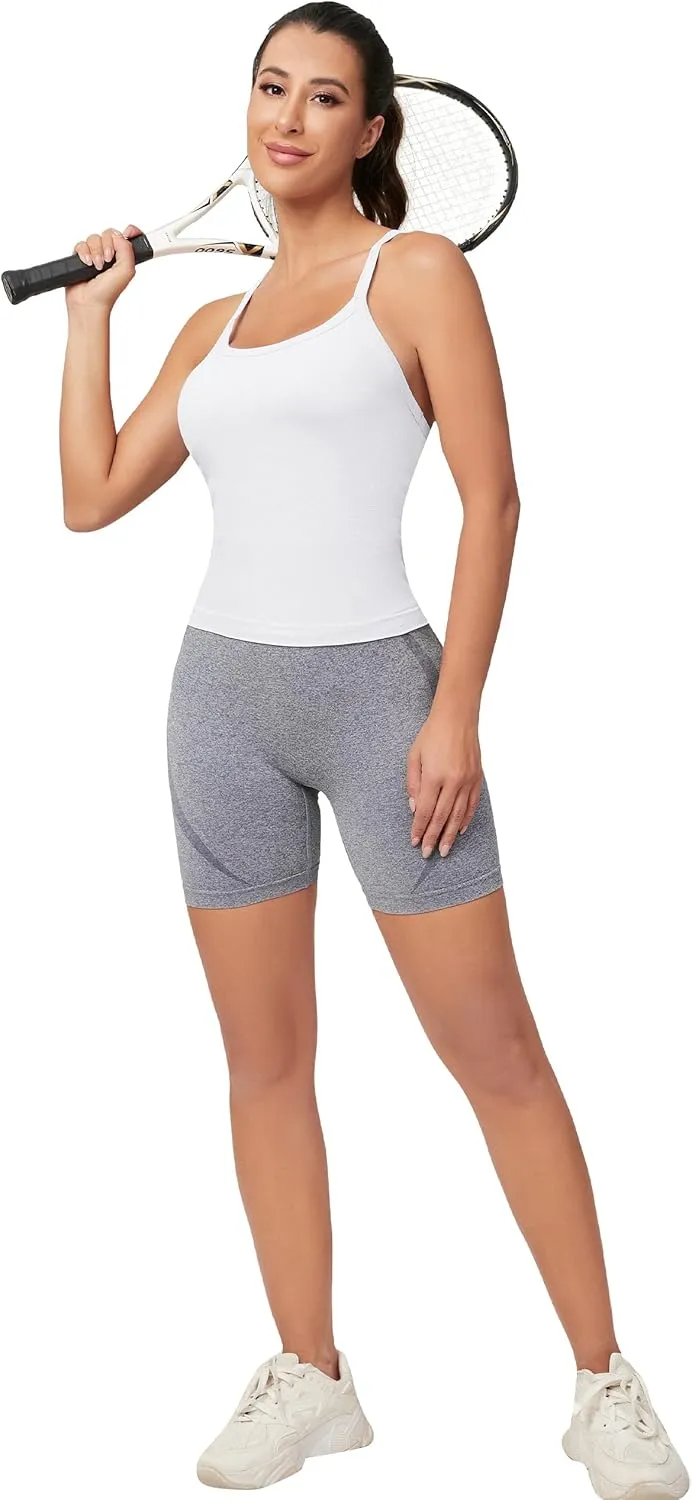 MathCat Workout Tank Tops for Women with Built in Bra, Sleeveless Gym Tops Seamless Racerback Athletic Yoga Shirts