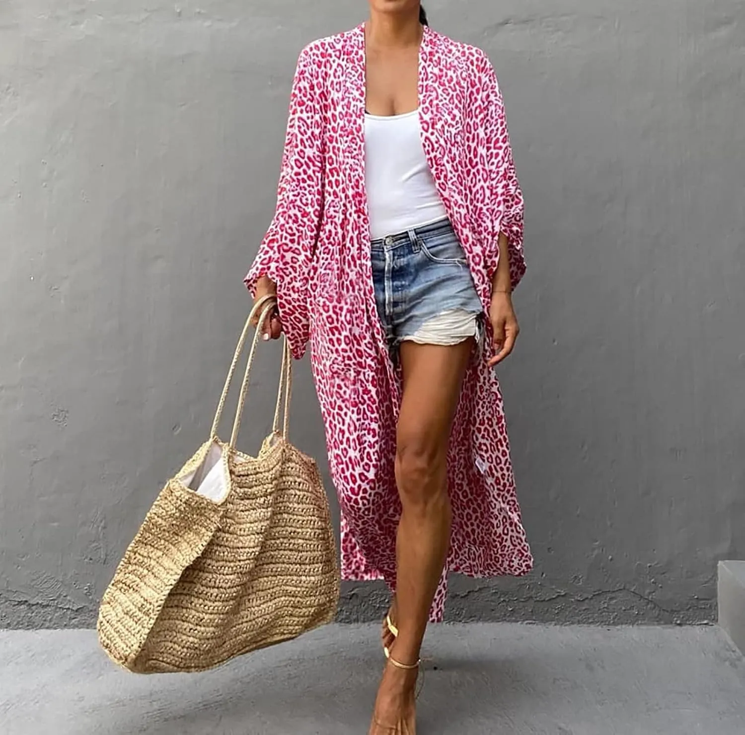 MEILING Women's Bikini Bathing Suit Cover Up Swimwear Open Front Kimono Jacket Cardigan Long Robe Dress