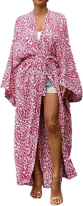 MEILING Women's Bikini Bathing Suit Cover Up Swimwear Open Front Kimono Jacket Cardigan Long Robe Dress