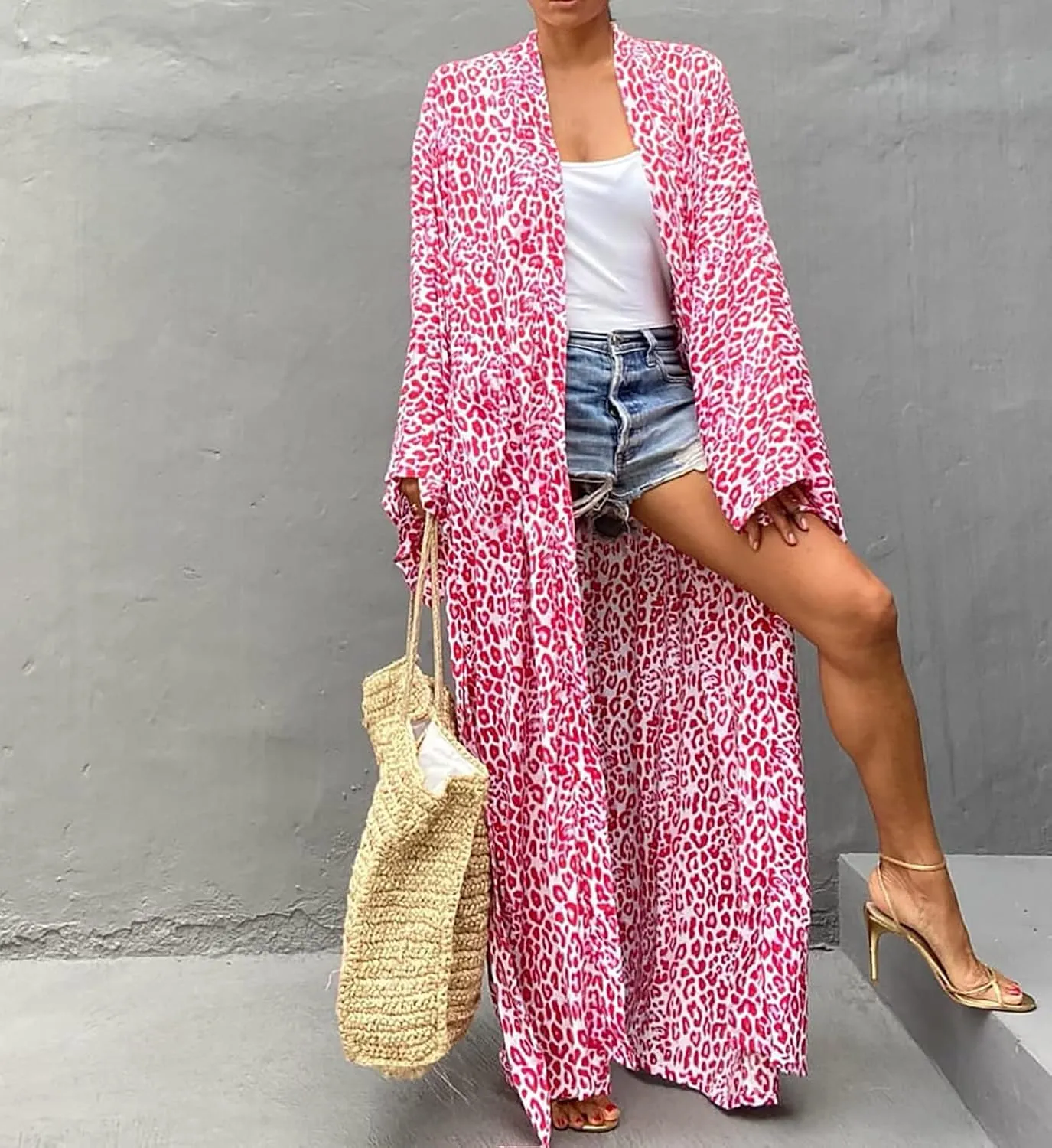 MEILING Women's Bikini Bathing Suit Cover Up Swimwear Open Front Kimono Jacket Cardigan Long Robe Dress