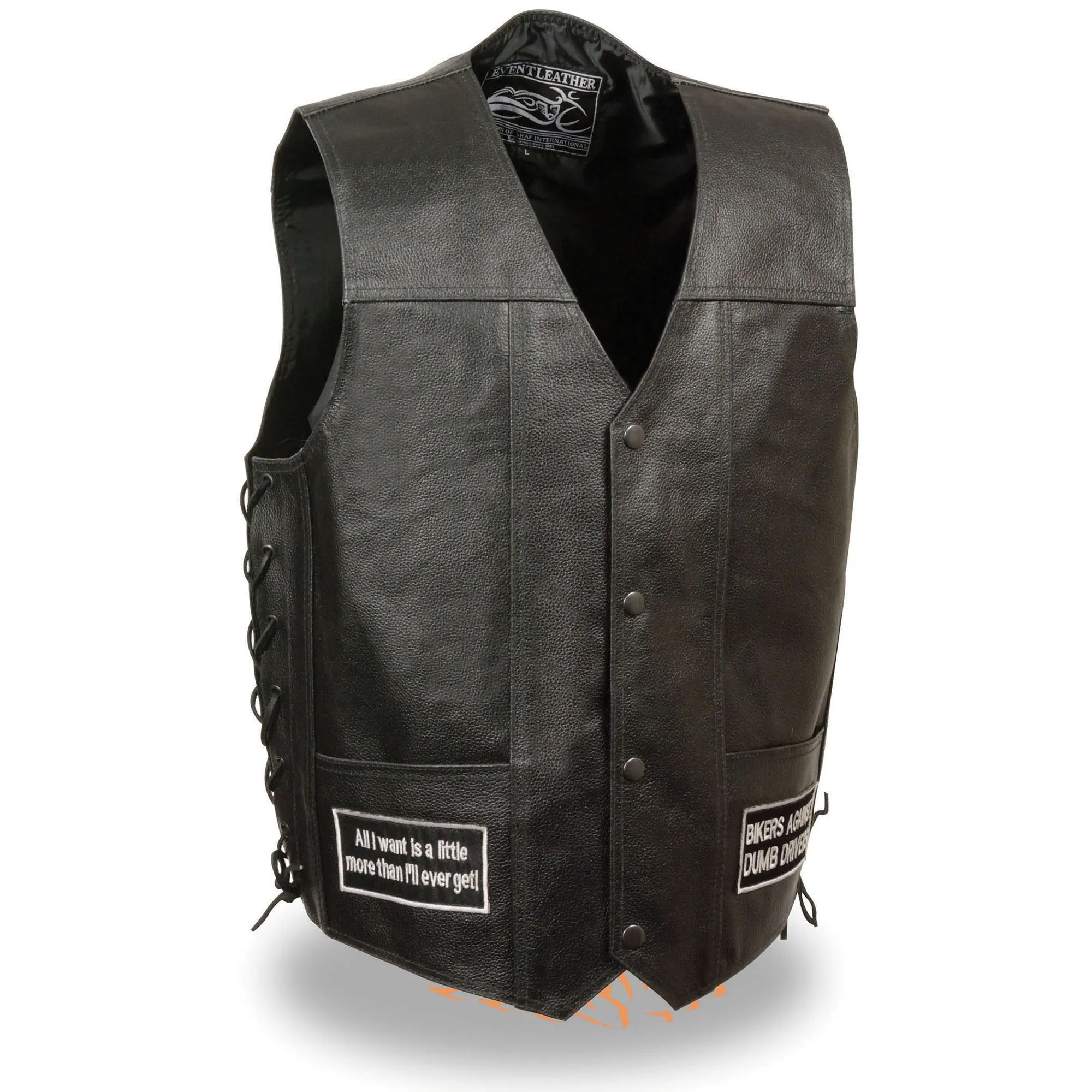 Men’s Black Side Lace Eagle& Flag Pre-Patched Vest